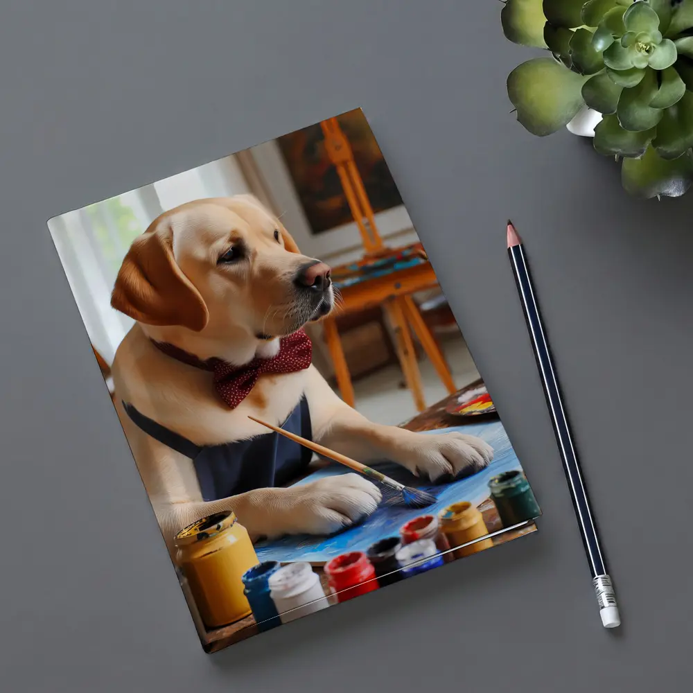 Labrador Retriever Artist Painting in Studio – Notebooks