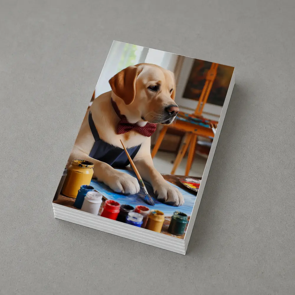 Labrador Retriever Artist Painting in Studio – Postcards