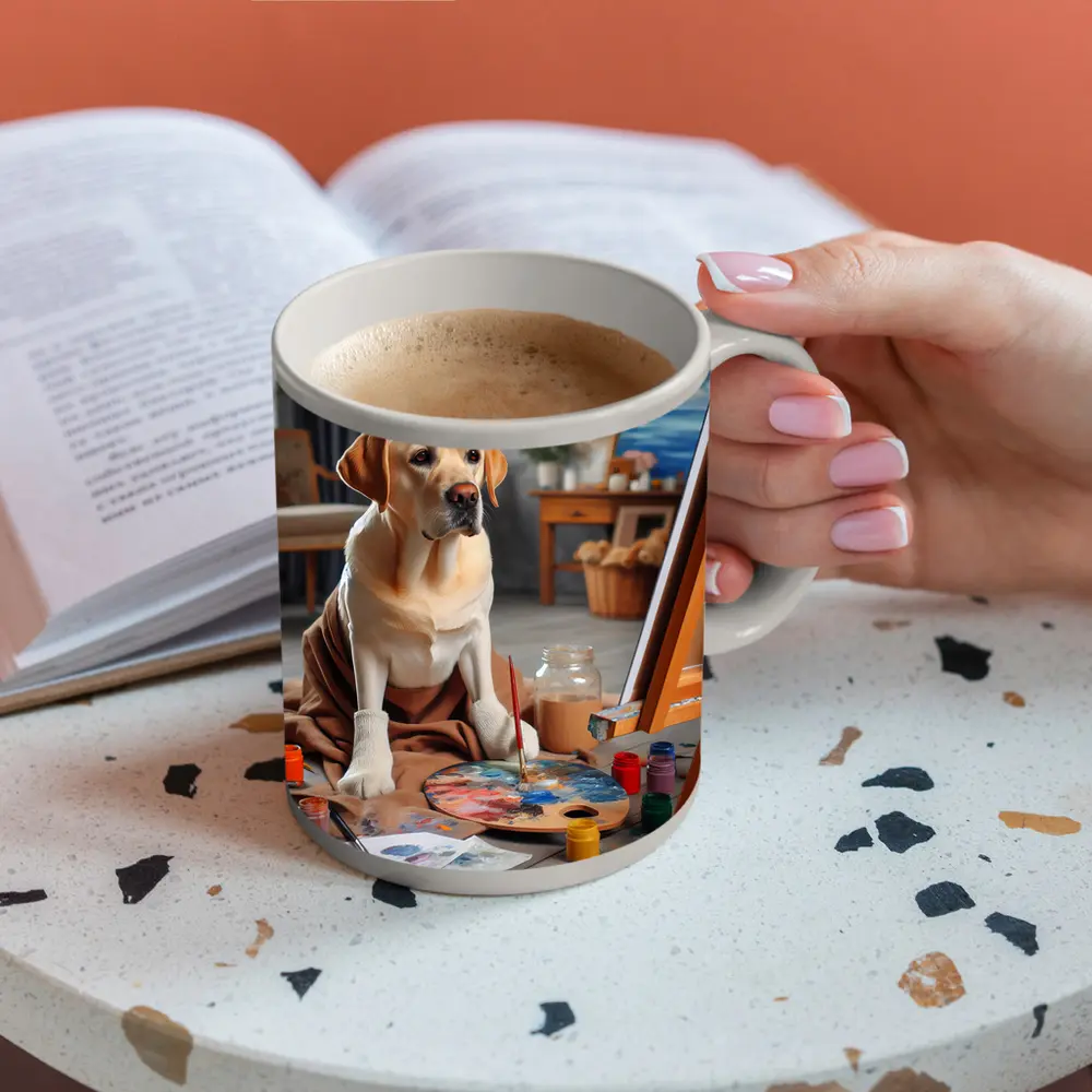 Labrador Retriever Artist Painting Studio Scene – Mugs
