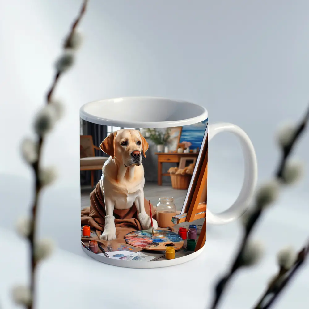 Labrador Retriever Artist Painting Studio Scene – Mugs