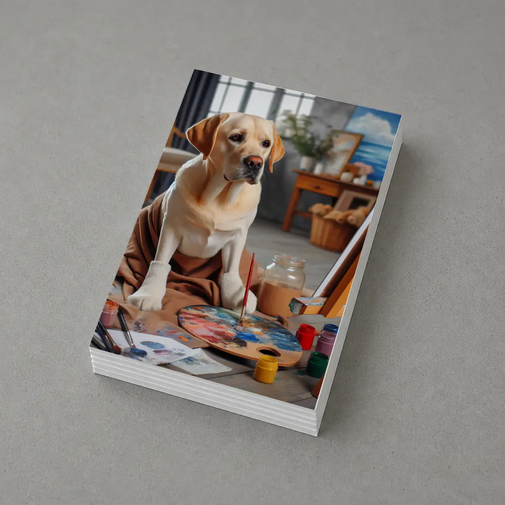 Labrador Retriever Artist Painting Studio Scene – Postcards