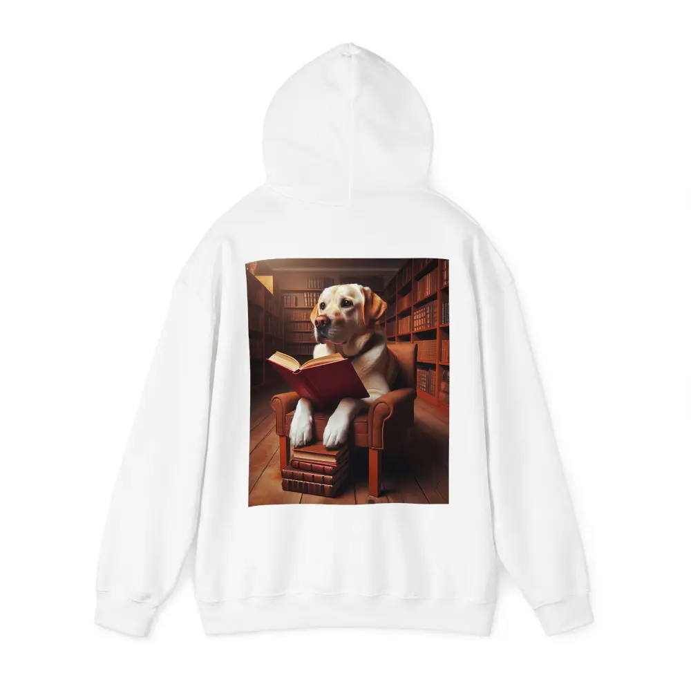 Labrador Retriever Reading Book In Library – Hoodies