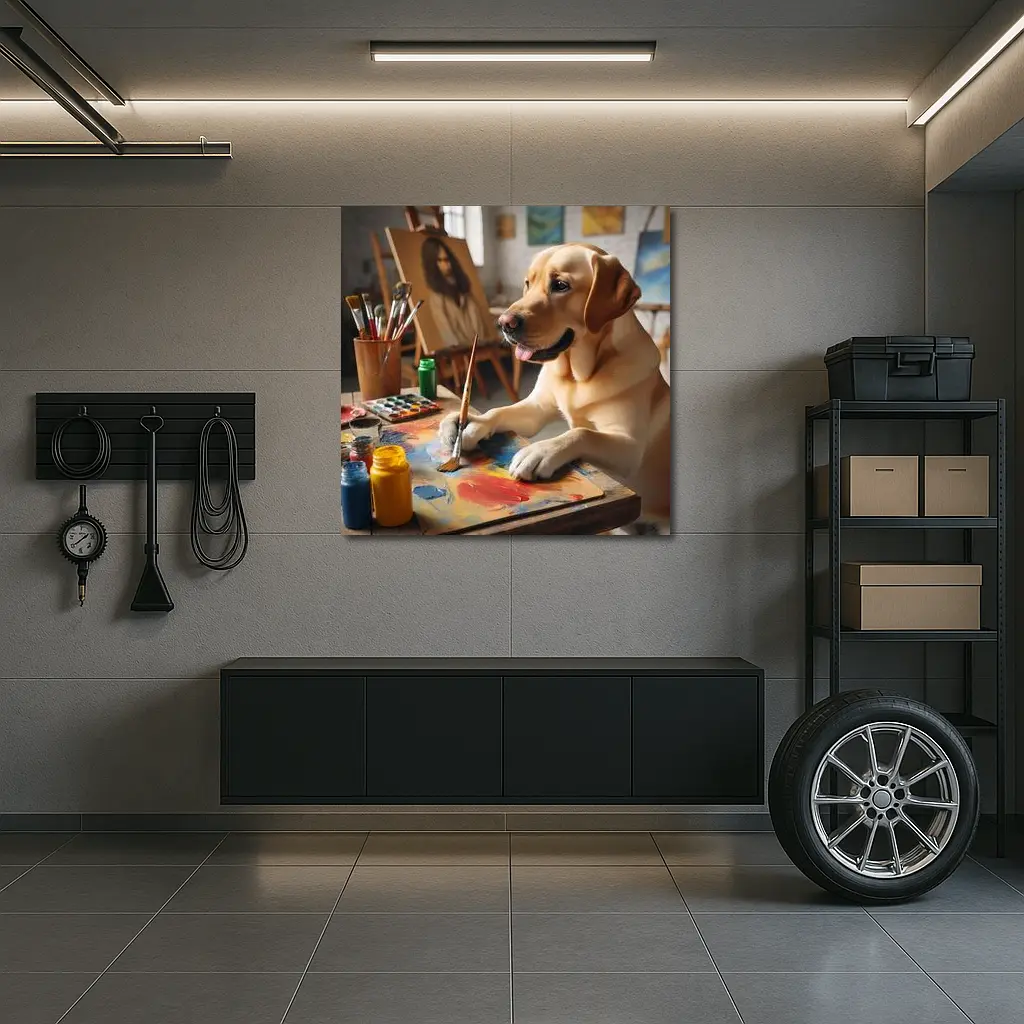 Labrador Retriever Painting in Art Studio – Wall Art