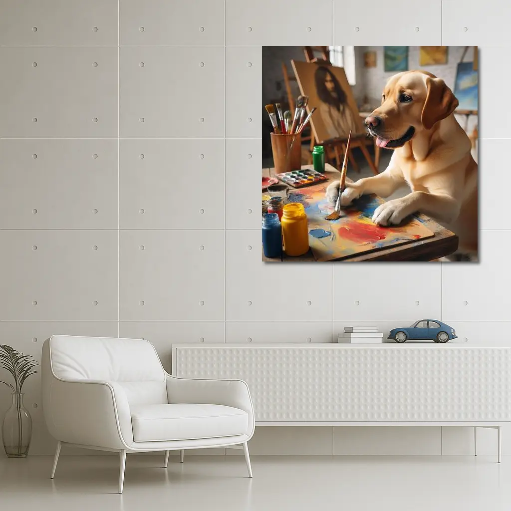 Labrador Retriever Painting in Art Studio – Wall Art