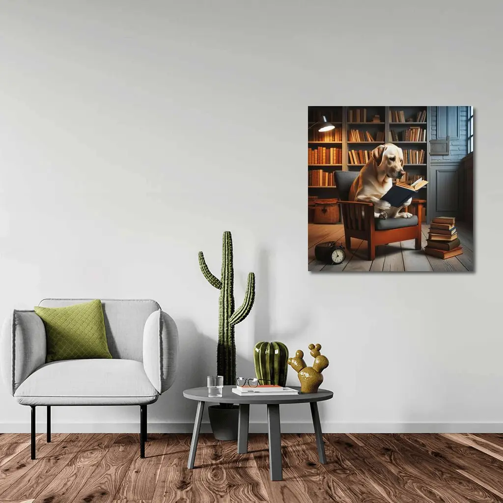 Labrador Retriever Reading Book Library Chair – Wall Art