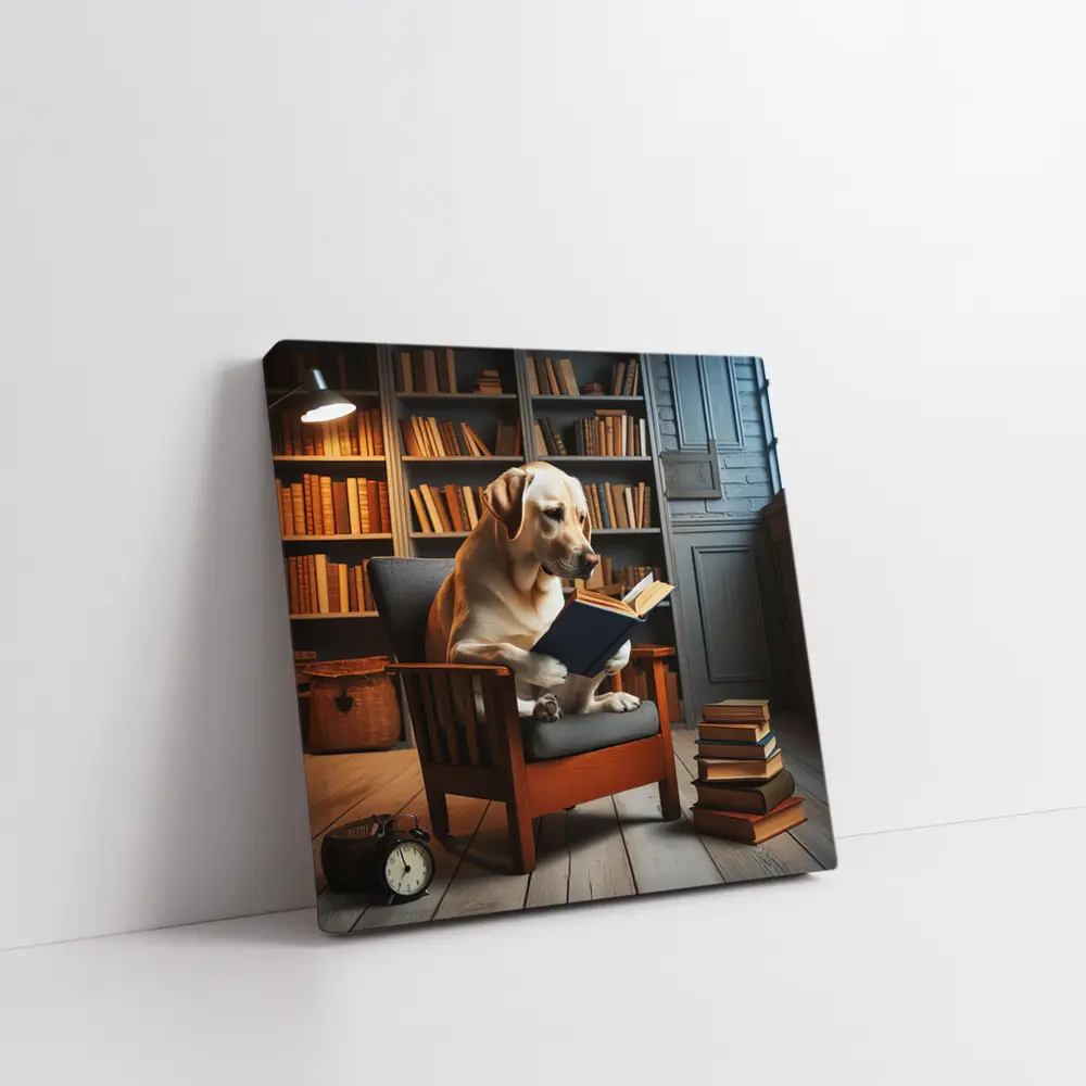 Labrador Retriever Reading Book Library Chair – Wall Art