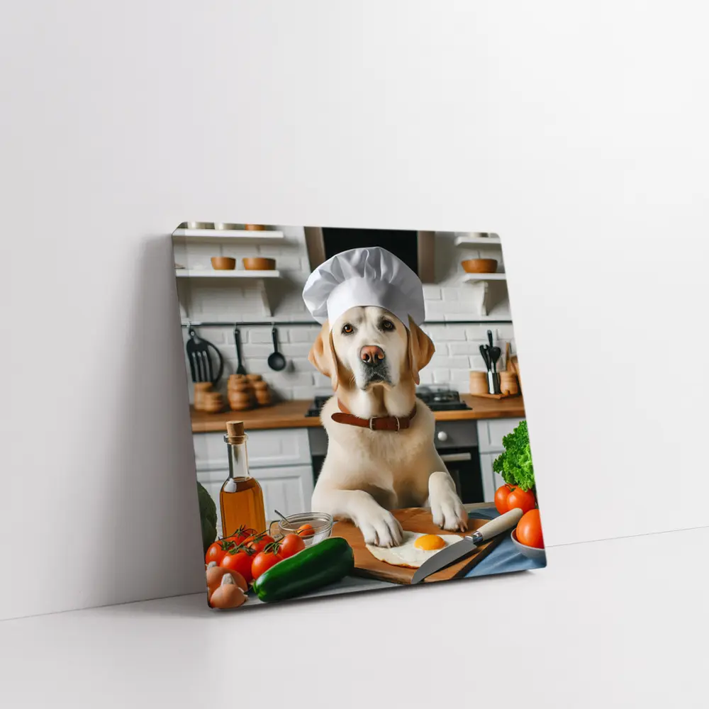 Labrador Retriever Chef Cooking In Kitchen – Wall Art