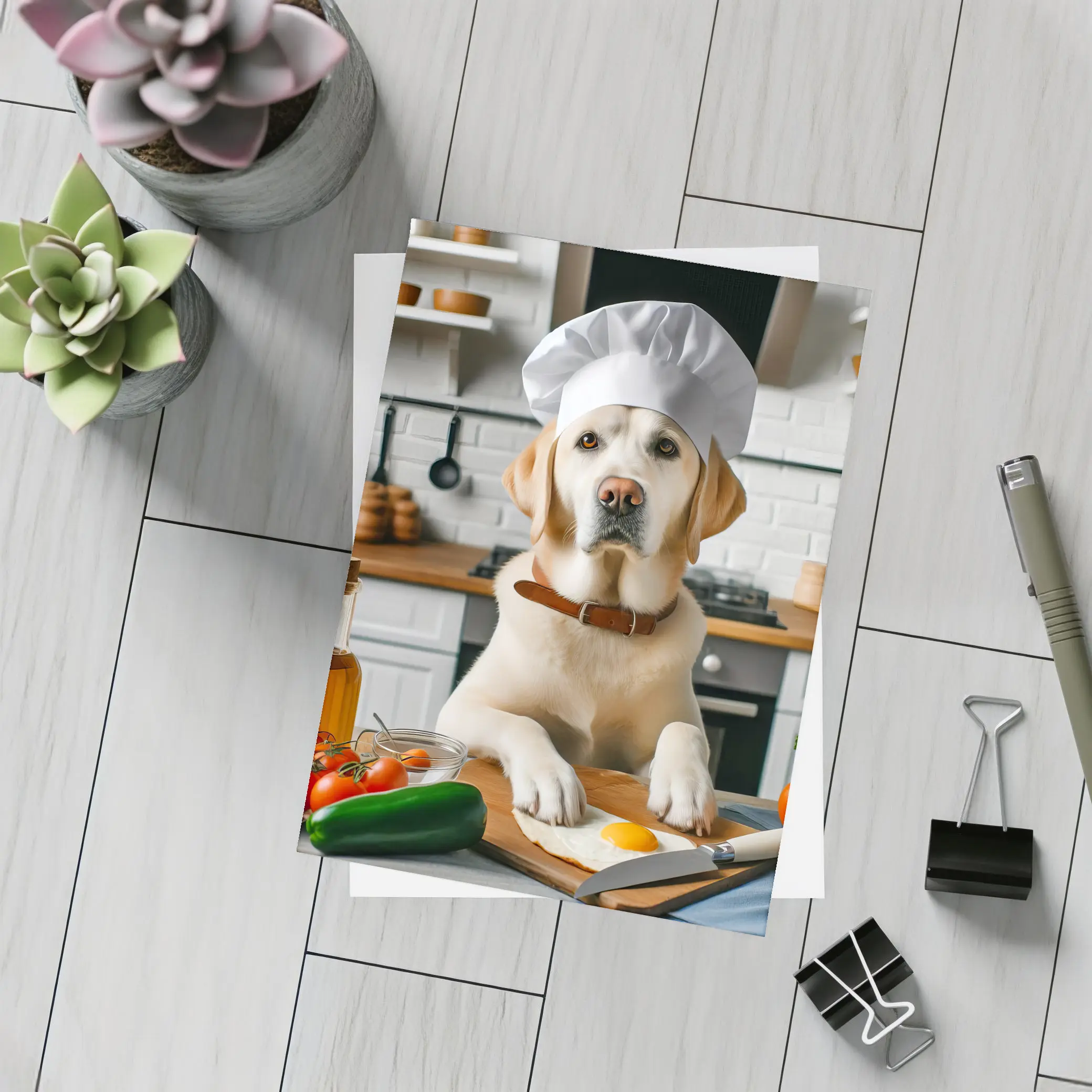 Labrador Retriever Chef Cooking In Kitchen – Postcards