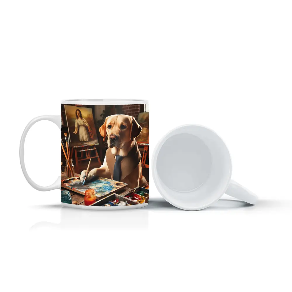 Labrador Retriever Artist Painting in Studio – Mugs