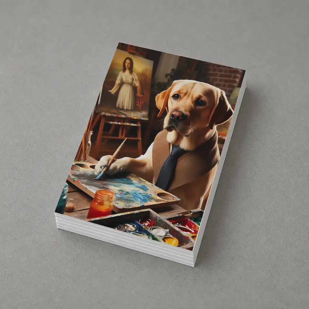 Labrador Retriever Artist Painting in Studio – Postcards