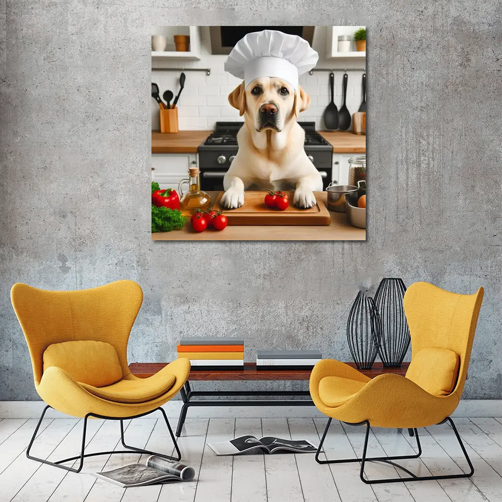 Labrador Retriever Chef Hat Kitchen Cooking – Wall Art