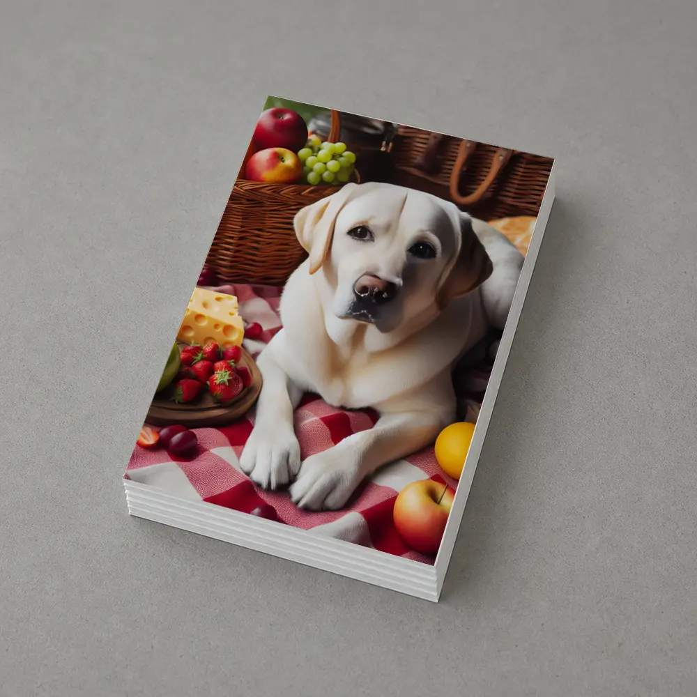 Yellow Labrador Retriever Picnic Fruits Spread – Postcards