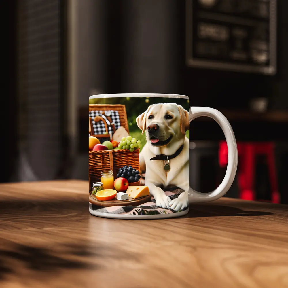 Yellow Labrador Retriever Relaxing at Picnic – Mugs