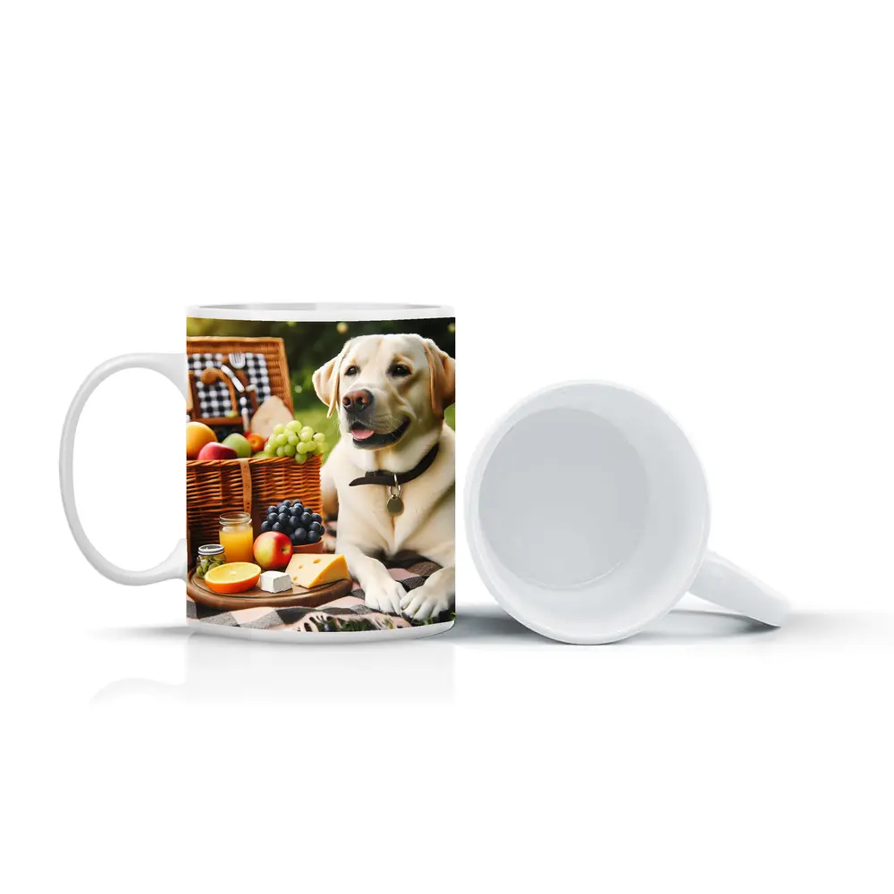 Yellow Labrador Retriever Relaxing at Picnic – Mugs