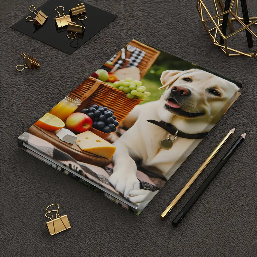 Yellow Labrador Retriever Relaxing at Picnic – Notebooks