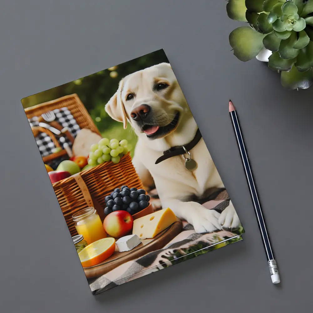Yellow Labrador Retriever Relaxing at Picnic – Notebooks