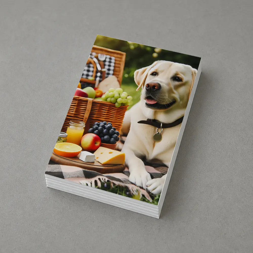 Yellow Labrador Retriever Relaxing at Picnic – Postcards