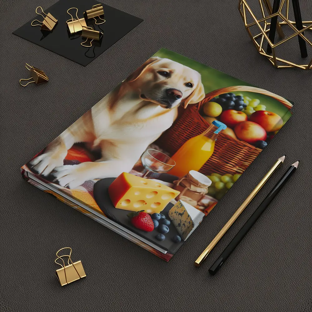 Labrador Retriever Relaxing at Picnic Spread – Notebooks