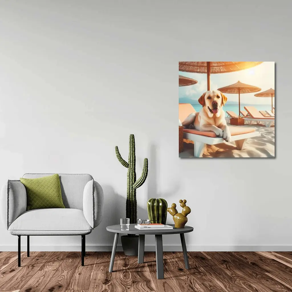 Labrador Retriever Relaxing on Beach Lounger – Wall Art