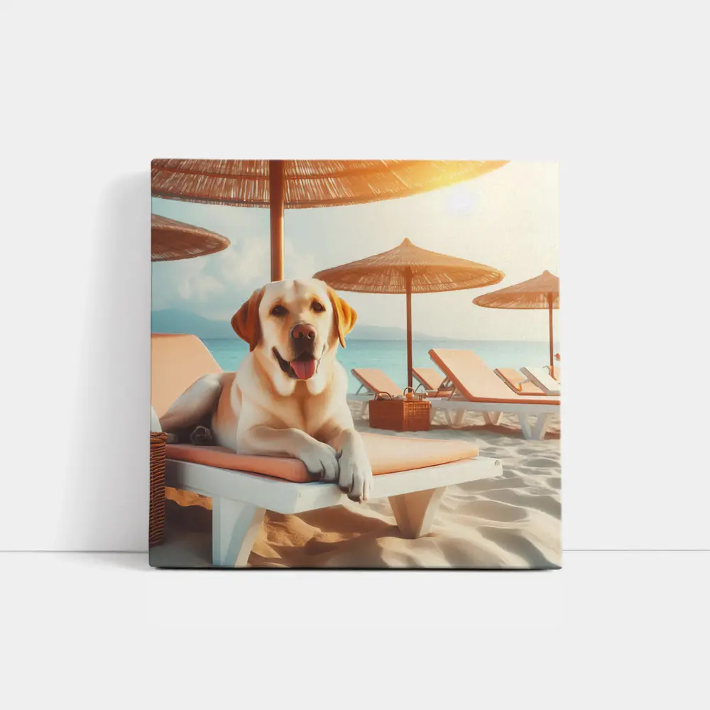 Labrador Retriever Relaxing on Beach Lounger – Wall Art