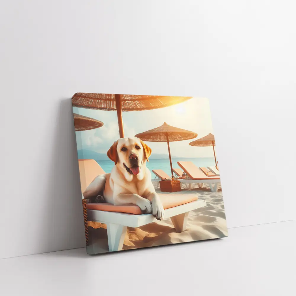 Labrador Retriever Relaxing on Beach Lounger – Wall Art