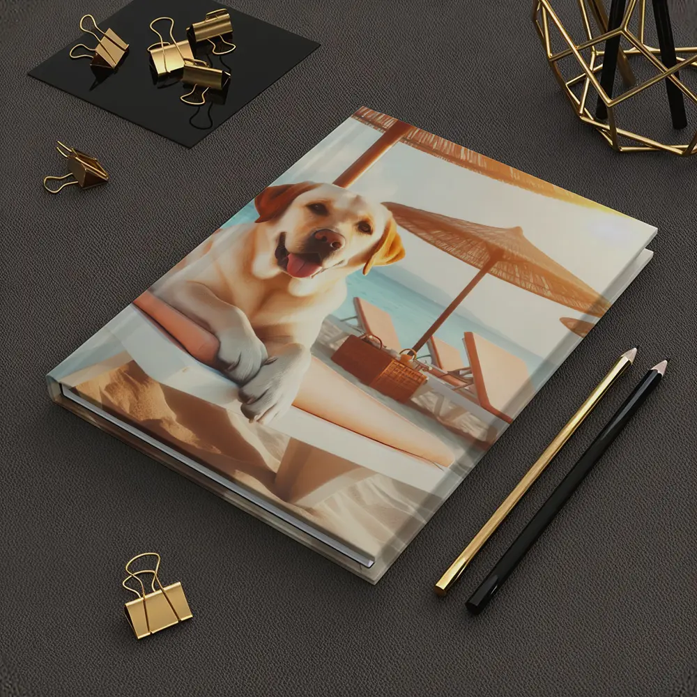 Labrador Retriever Relaxing on Beach Lounger – Notebooks