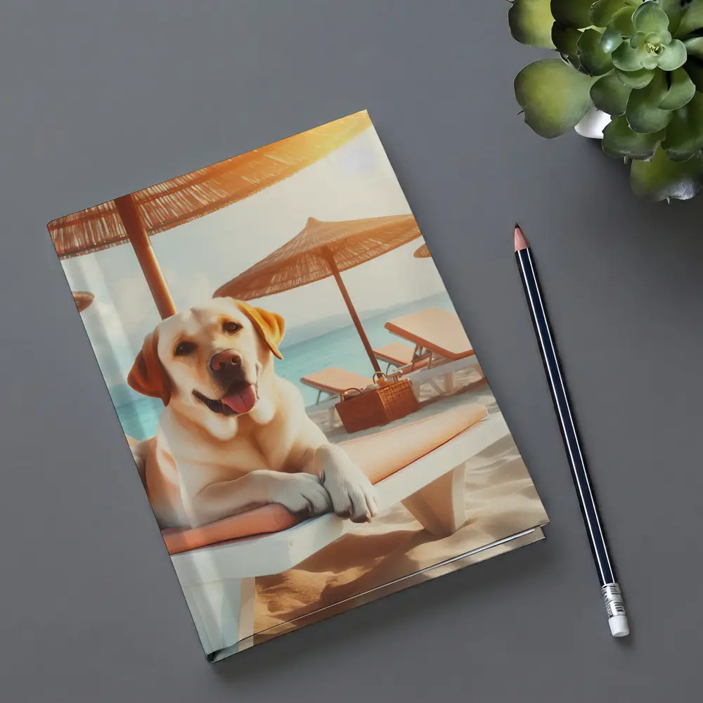 Labrador Retriever Relaxing on Beach Lounger – Notebooks