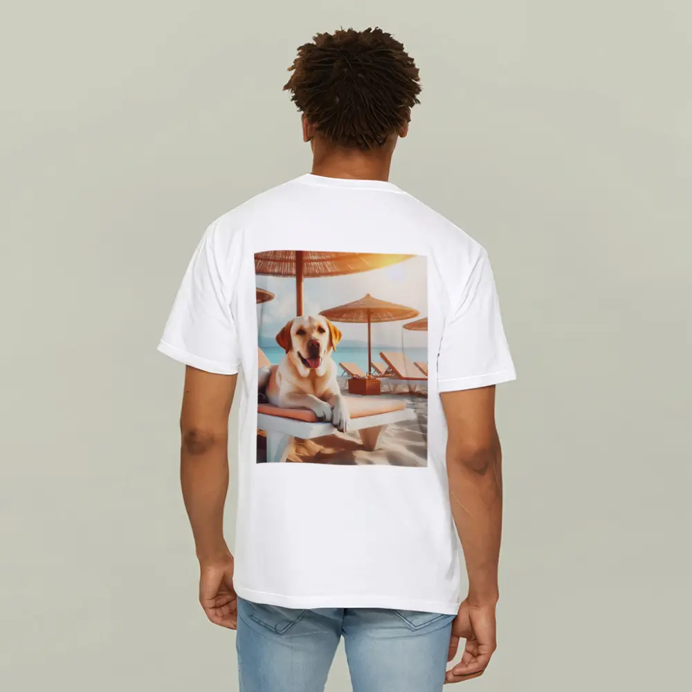 Labrador Retriever Relaxing on Beach Lounger – T-Shirts