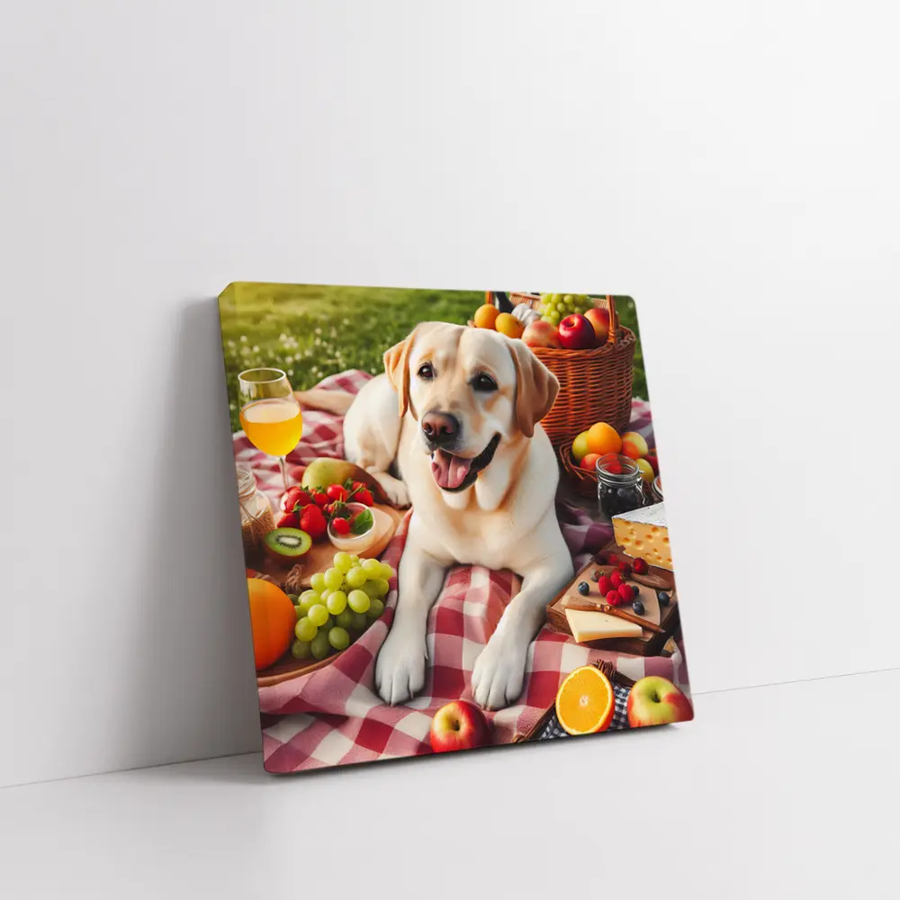 Yellow Labrador Retriever Picnic Blanket Outdoors – Wall Art