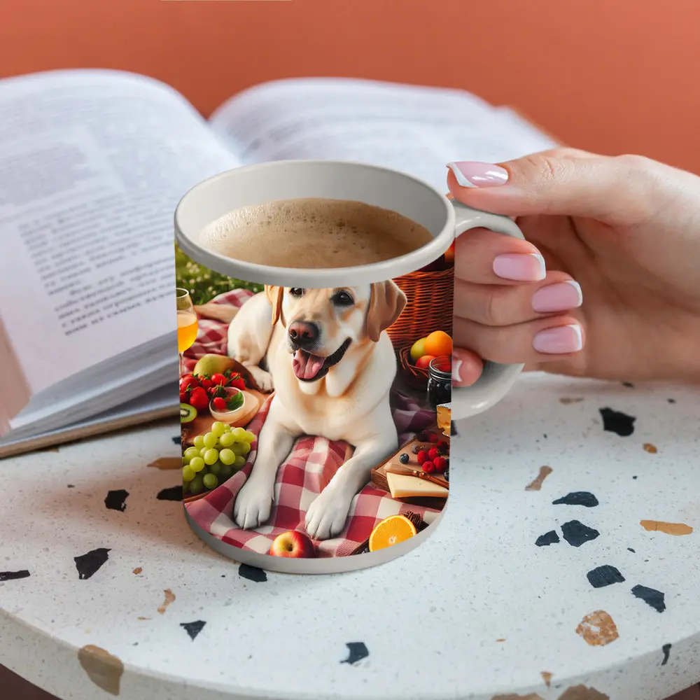 Yellow Labrador Retriever Picnic Blanket Outdoors – Mugs
