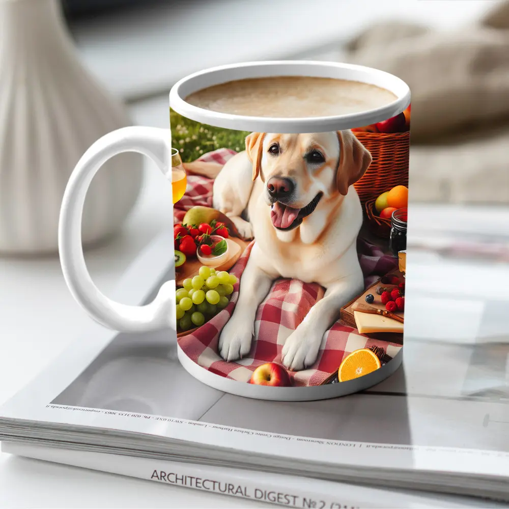 Yellow Labrador Retriever Picnic Blanket Outdoors – Mugs