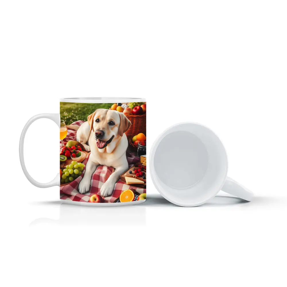 Yellow Labrador Retriever Picnic Blanket Outdoors – Mugs