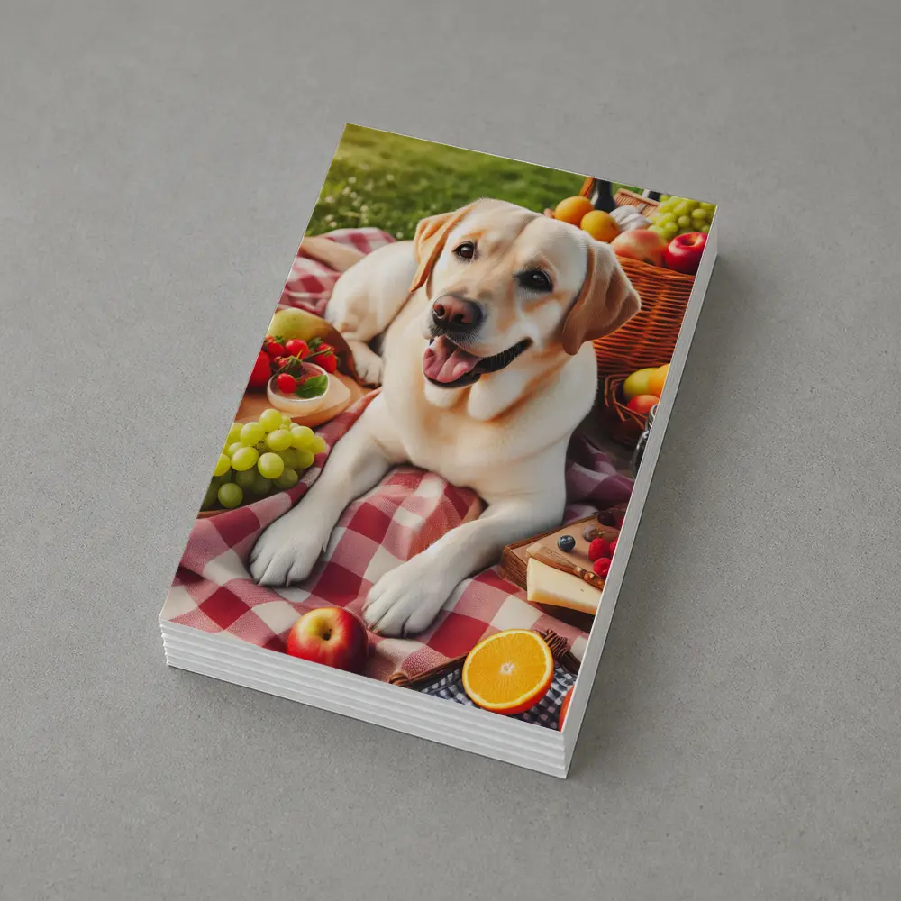 Yellow Labrador Retriever Picnic Blanket Outdoors – Postcards