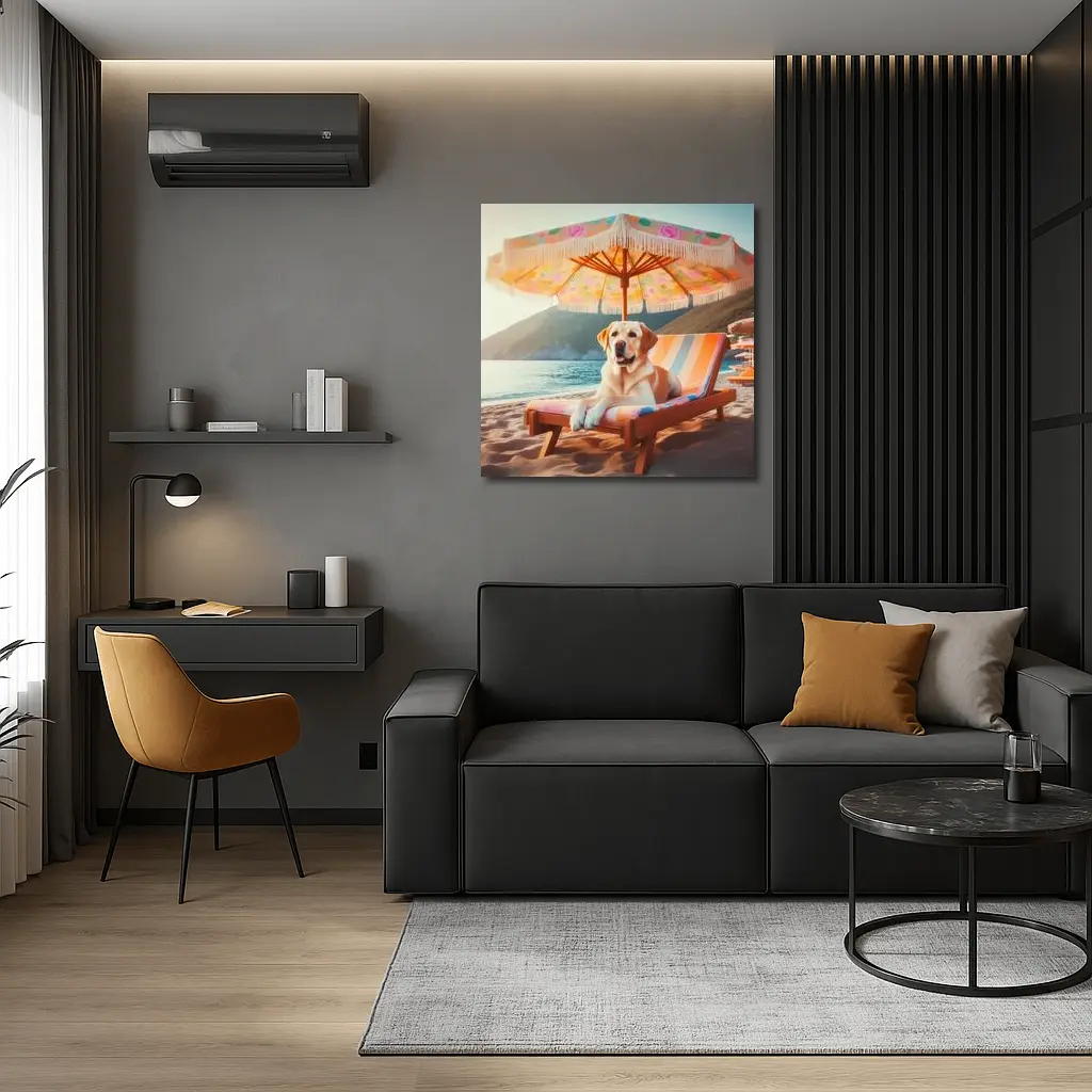 Labrador Retriever Relaxing on Beach Chair – Wall Art