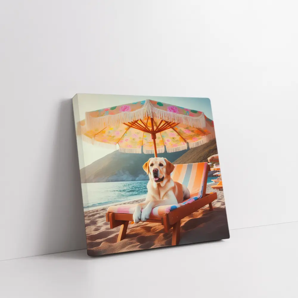 Labrador Retriever Relaxing on Beach Chair – Wall Art