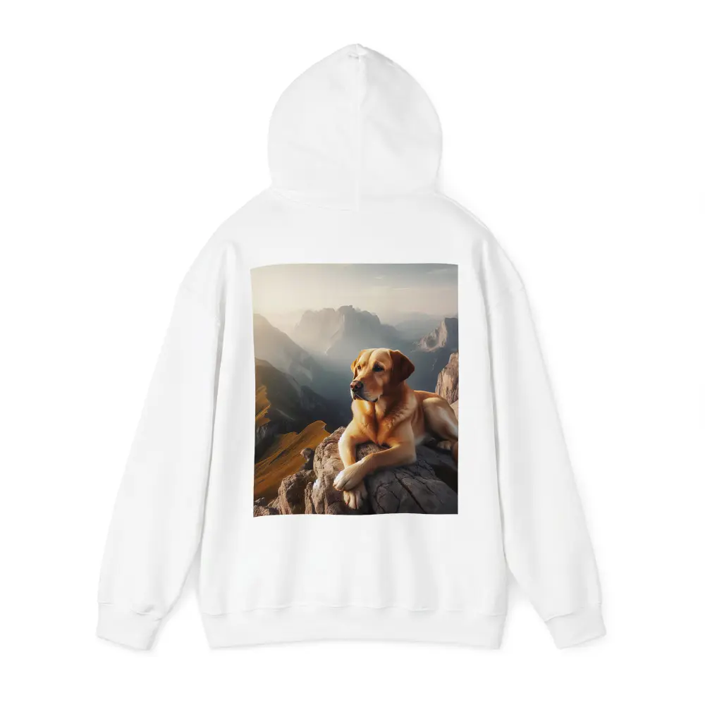 Yellow Labrador Retriever Resting On Mountain Summit – Hoodies