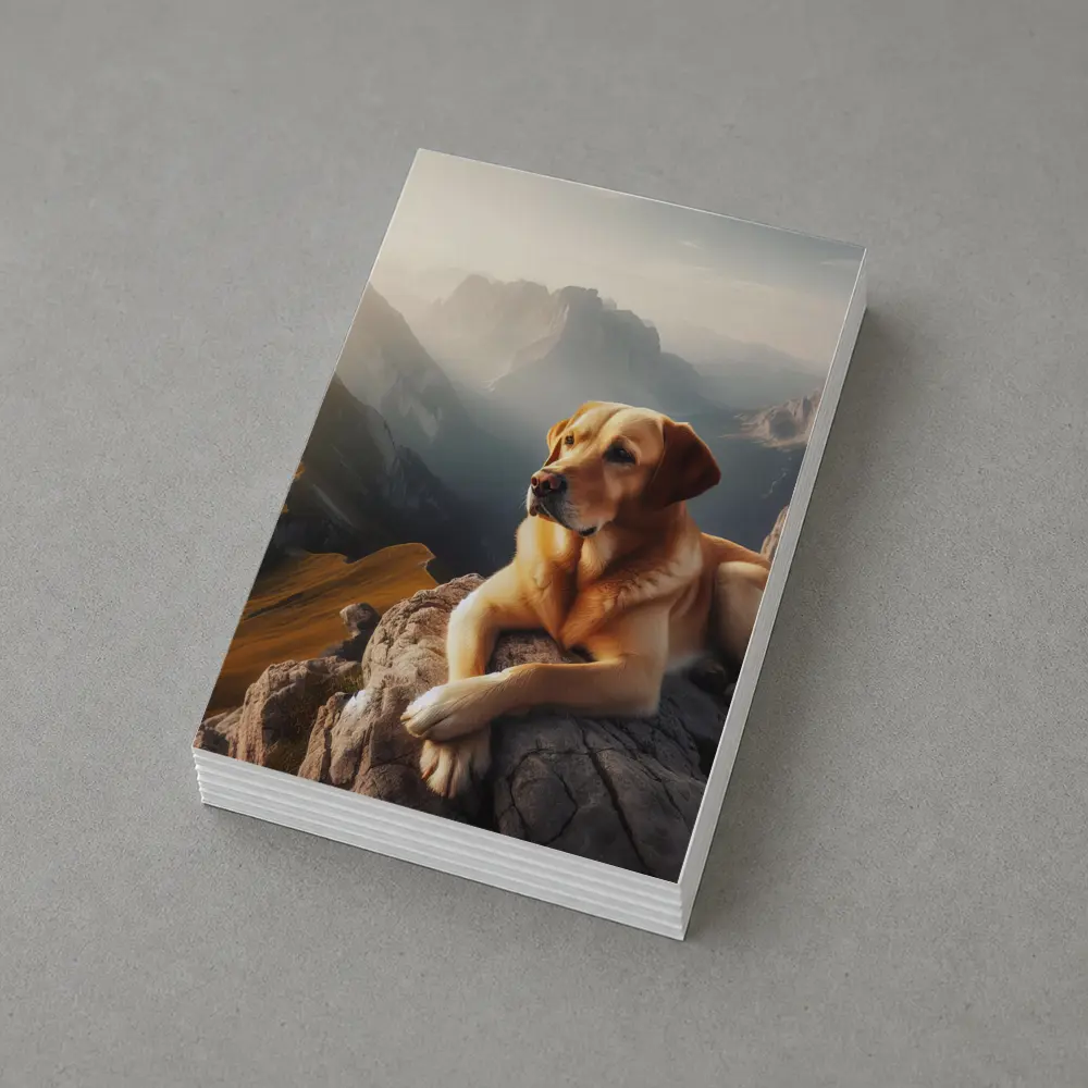 Yellow Labrador Retriever Resting On Mountain Summit – Postcards
