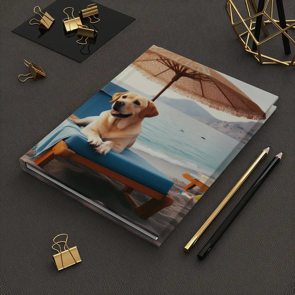 Golden Labrador Relaxing on Beach Lounger – Notebooks