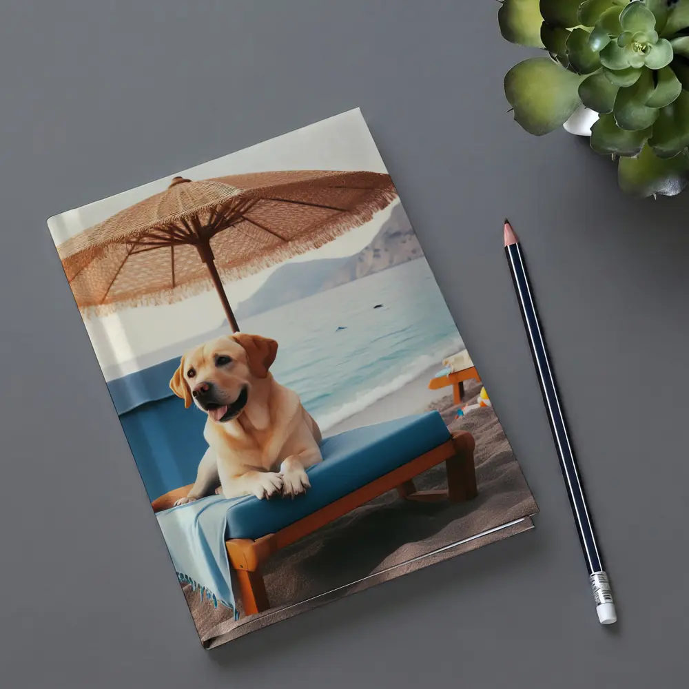 Golden Labrador Relaxing on Beach Lounger – Notebooks