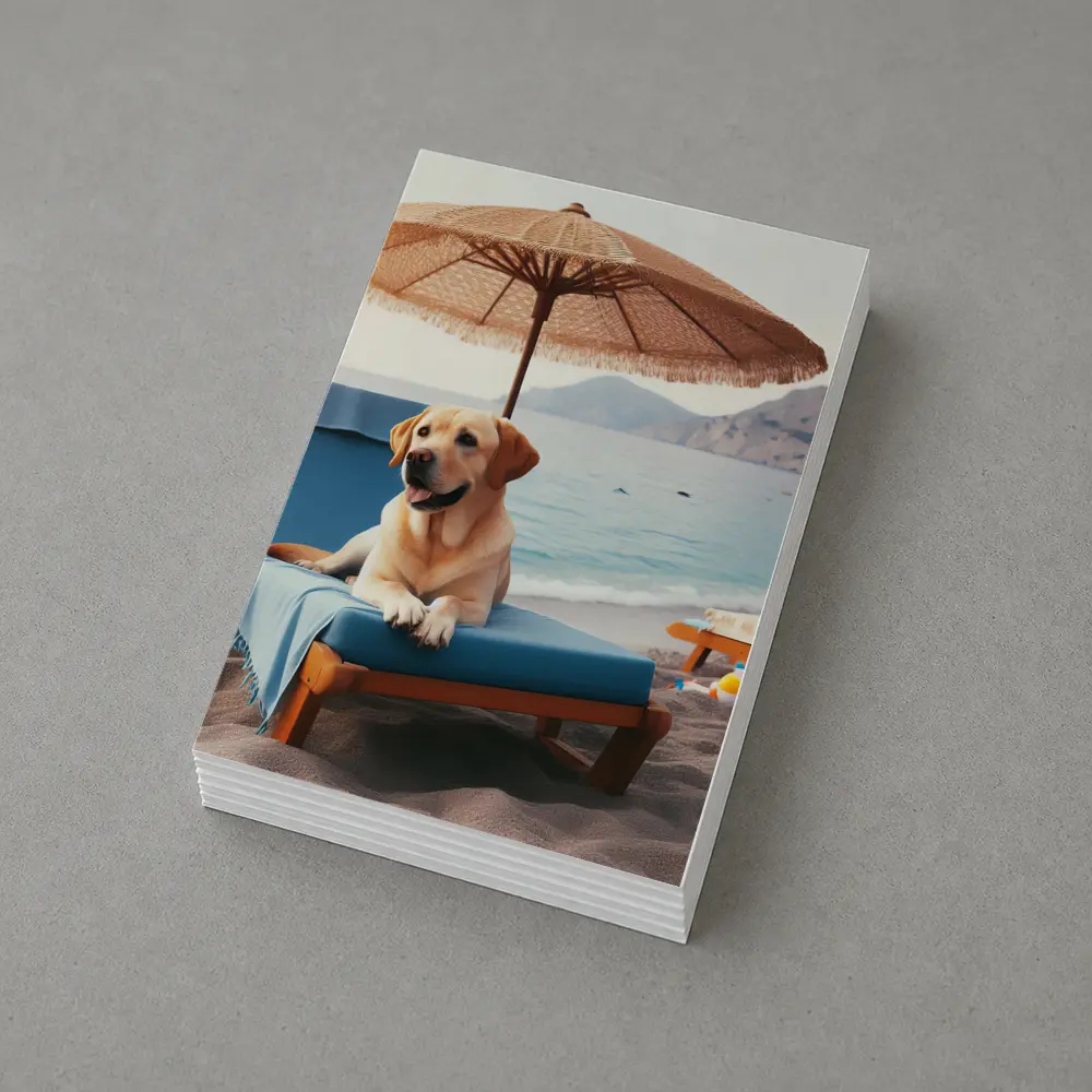 Golden Labrador Relaxing on Beach Lounger – Postcards