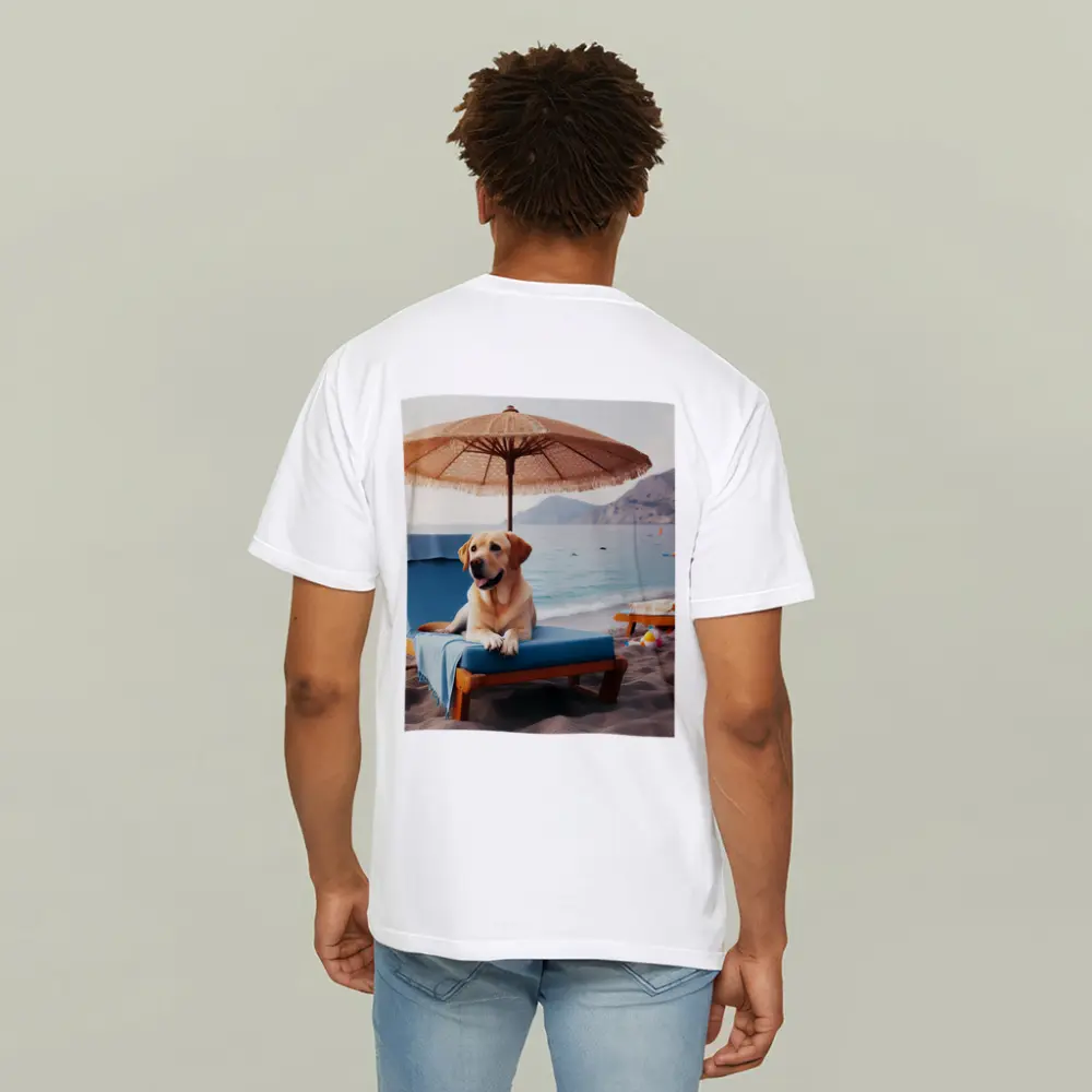 Golden Labrador Relaxing on Beach Lounger – T-Shirts