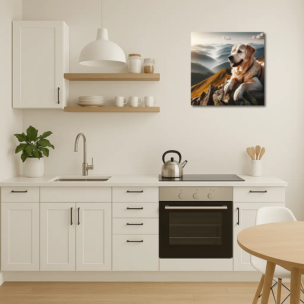 Golden Retriever Dog Mountain Summit View – Wall Art