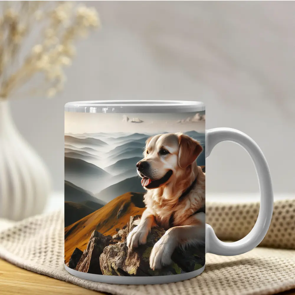 Golden Retriever Dog Mountain Summit View – Mugs