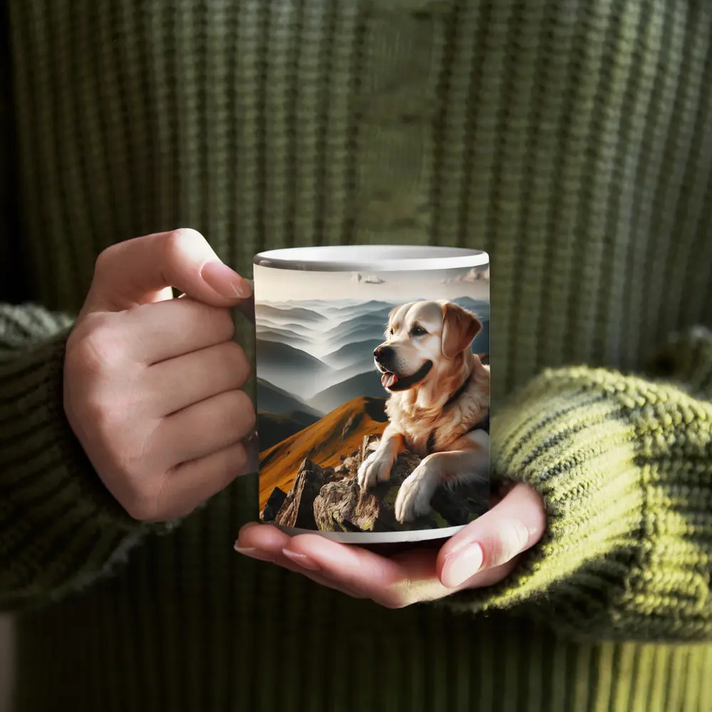 Golden Retriever Dog Mountain Summit View – Mugs