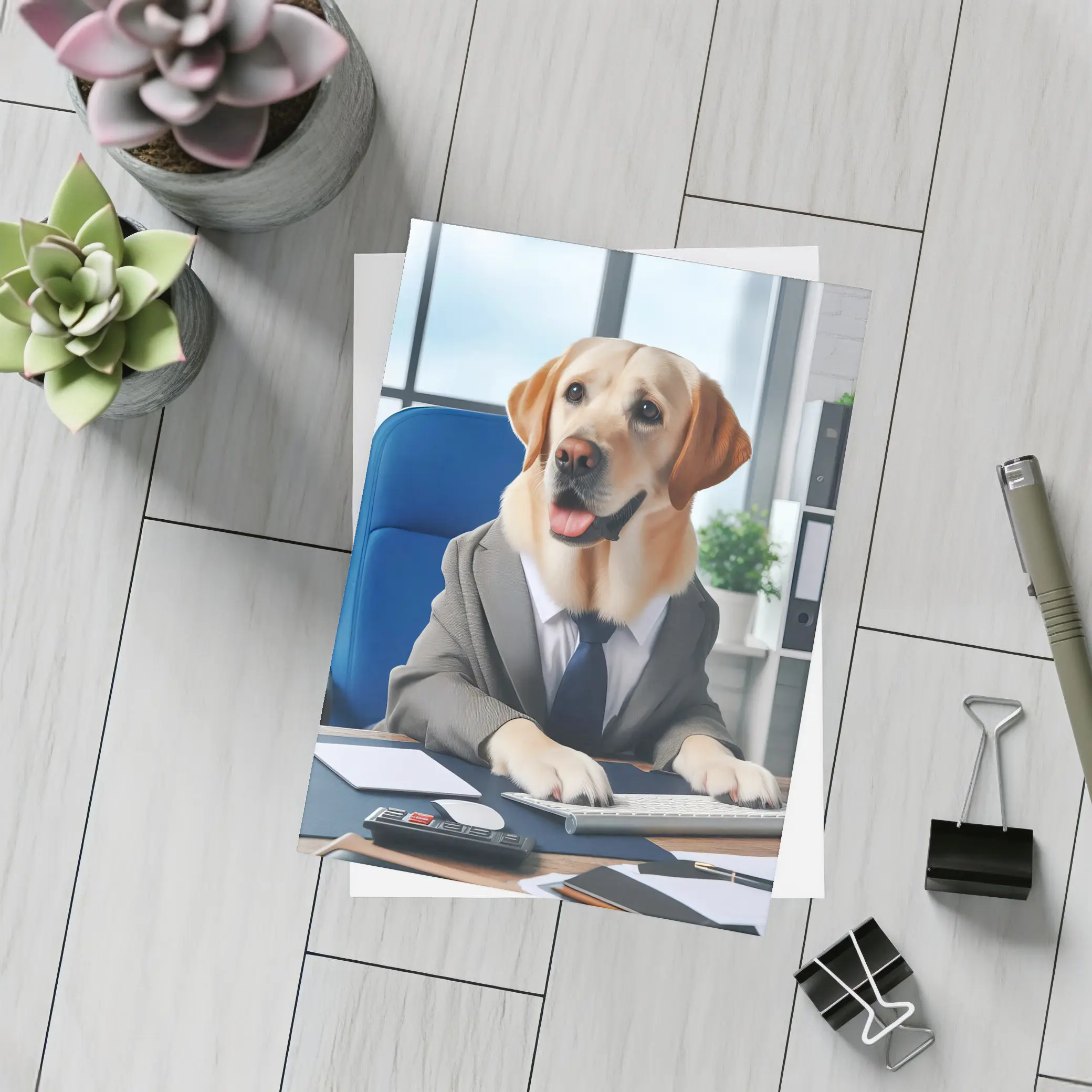 Labrador Retriever Boss Office Desk Suit – Postcards