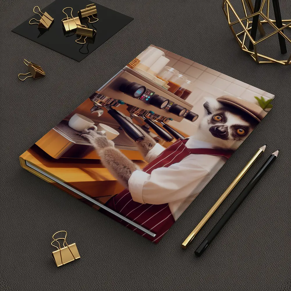Ring Tailed Lemur Barista In Coffee Shop – Notebooks