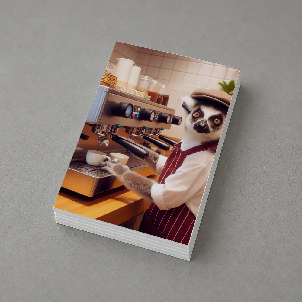 Ring Tailed Lemur Barista In Coffee Shop – Postcards