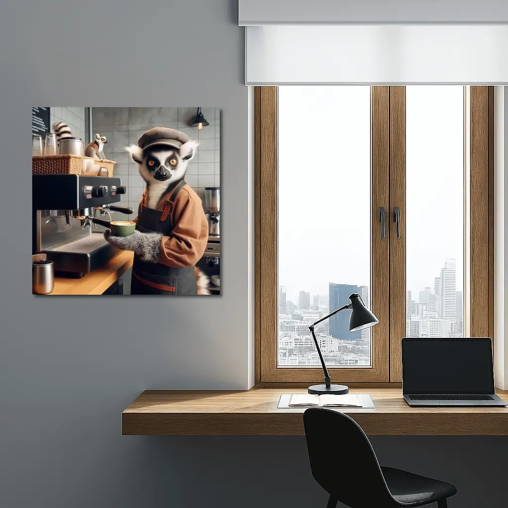 Ring Tailed Lemur Barista Coffee Shop – Wall Art