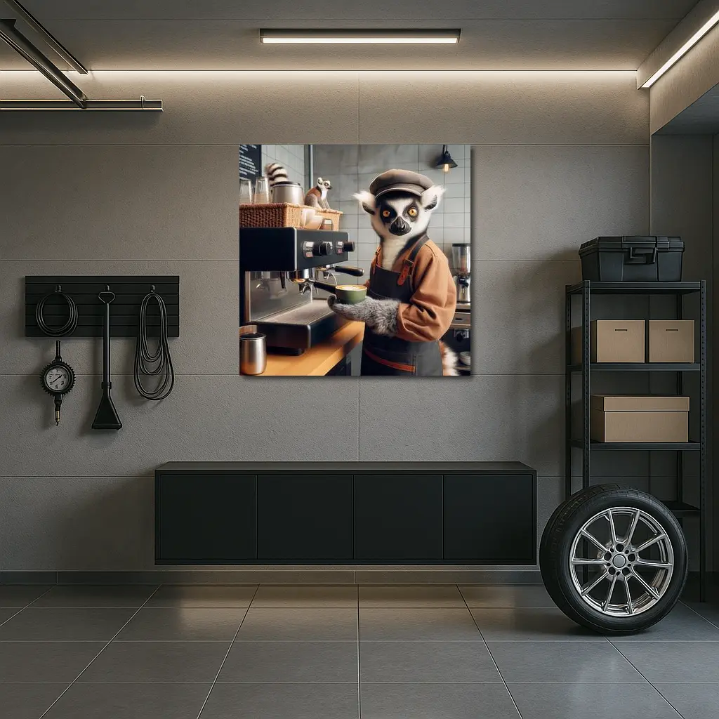 Ring Tailed Lemur Barista Coffee Shop – Wall Art