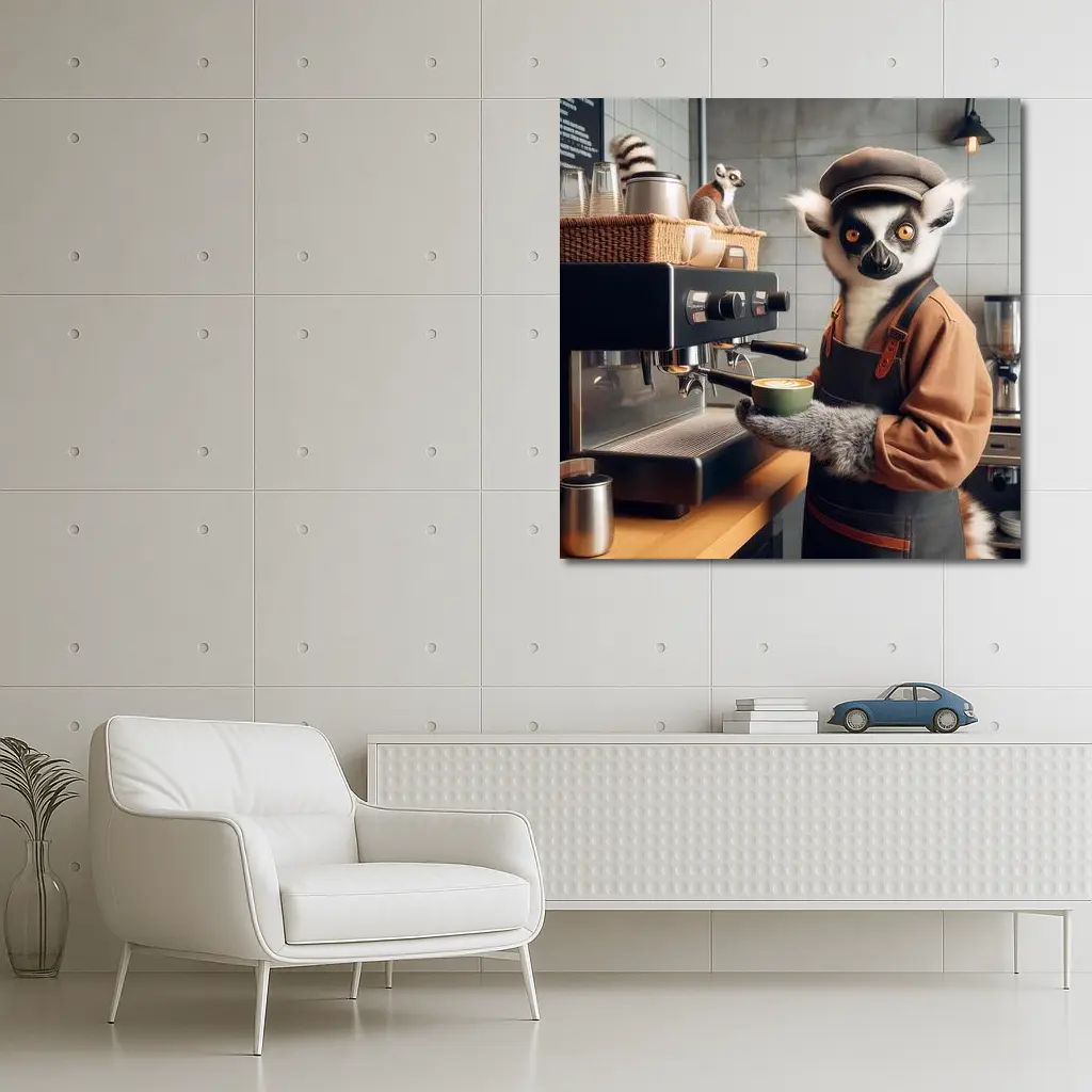 Ring Tailed Lemur Barista Coffee Shop – Wall Art